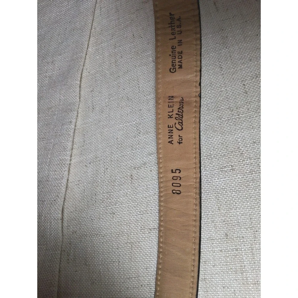Vintage Anne Klein Calderon #8095 Medium BROWN Leather Belt 80's  Gold Front